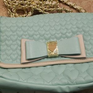 Betsey Johnson aqua quilted purse